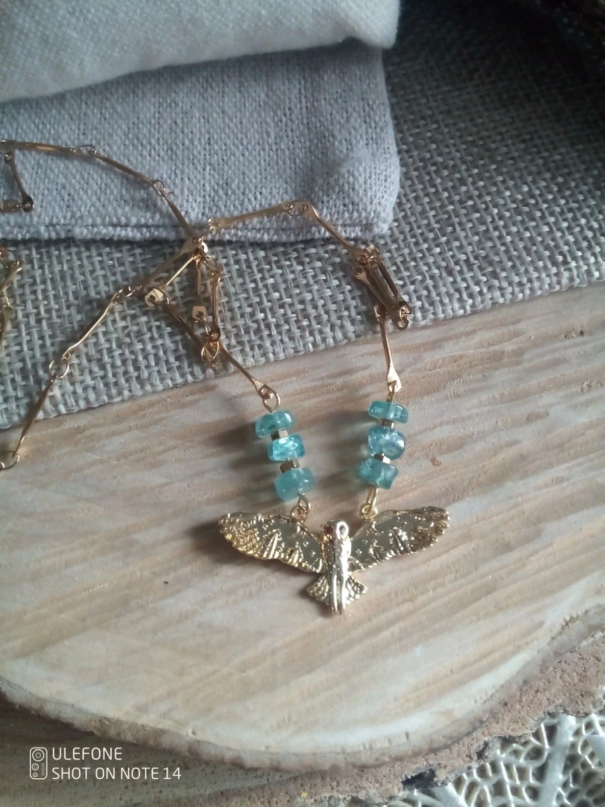 Collier apatite pierres naturelles et chouette – photo 2